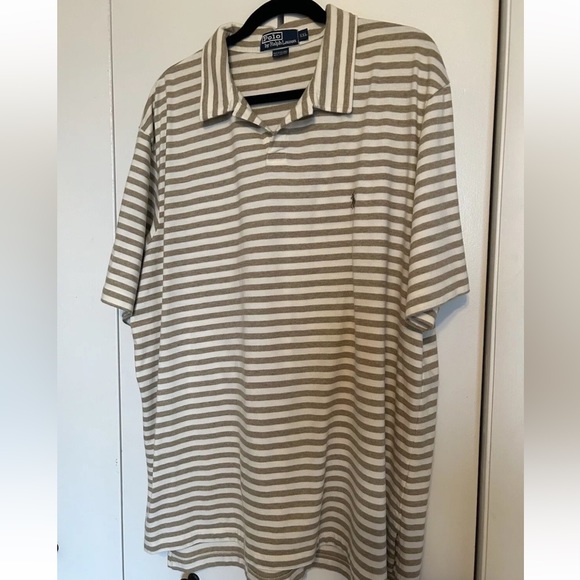 Vintage Polo by Ralph Lauren polo shirt size XXL Beige/white stripe - Picture 5 of 5
